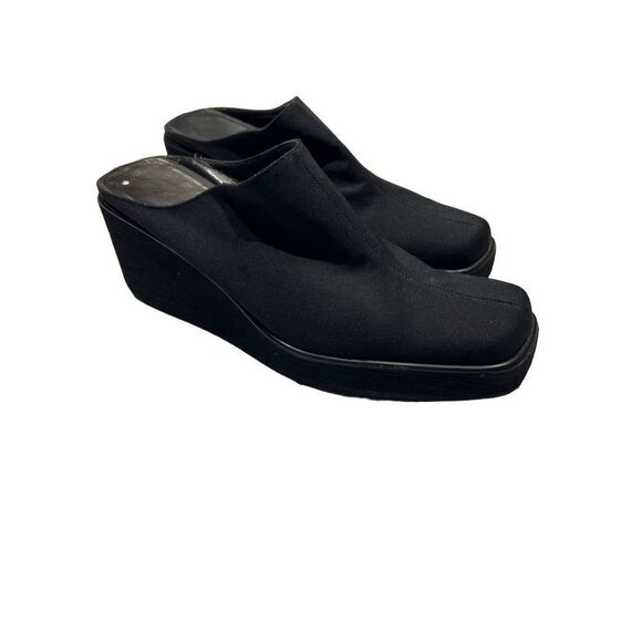 Salvatore Ferragamo Womens Slip On Square Toe Wedge Heel Mule Black Size 8.5 - Picture 2 of 8